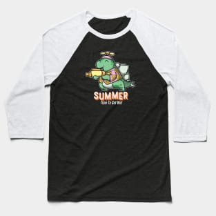 Summer Stegosaurus playing Water Gun At The Beach Baseball T-Shirt